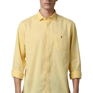 louis philippe men's over dyed solid premium slim fit casual shirt with washed look & soft hand feel